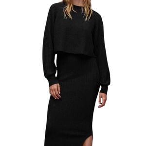 Unworn All Saints Women's Margot Crew Dress with Jumper Black